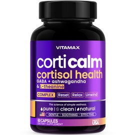 Cortisol Supplements for Women and Men - L-Theanine, Ashwagandha, GABA - High Cortisol Manager Reducer - Relaxation, Mood & Stress Support - Ginkgo Biloba, Bacopa Monnieri, 5-HTP - Made in USA
