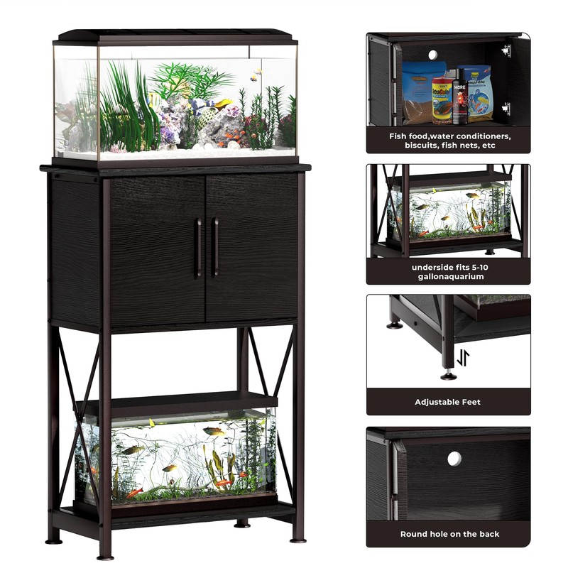 Herture 5-10 Gallon Fish Tank Stand, Metal Double Aquarium Stand