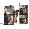 Bear Oven Mitts and Pot Holders Set of 4pcs Heat