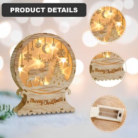 Ycaaeo Christmas Decoration Lighting Made of Wood, LED Elk Christmas Decoration Lighting Wood, Christmas Decoration Indoor LED Christmas Lighting Made of Wood Window Lighting for Indoor Balcony