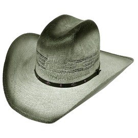 Modestone Traditional Bangora Rodeo Straw Cowboy Hat Stud Hatband 2-Tone Grey XL/2XL 7 3/4