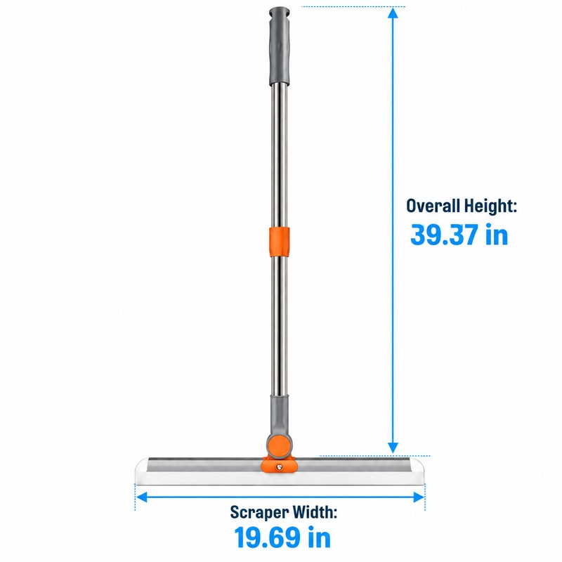Silicone Scraper Broom for Bathroom Floors & Glass - Pivoting