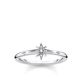 THOMAS SABO Star Ring with Stones 925 Sterling Silver TR2317, Sterling Silver, Cubic Zirconia