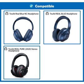DowiTech Professional Ear Pads Replacement Compatible with Teufel Real Blue NC/Real Blue/Real Pure (2020) Stereo Headphones Ear Pads with Skin-friendly Leather and Memory Foam