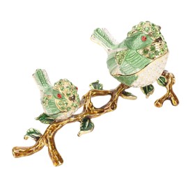 HEITIGN Vintage Jewellery Box, Green Birds, Faberge Egg, Portable Jewellery Box, Rich Enamel, Sparkling Rhinestones, Jewellery Box, Luxury Gifts, Romantic Home Decoration