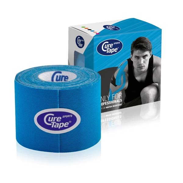 CureTape® Sports Kinesiology Tape Blue | 30% Stronger Adhesion | K-Tape for Extreme Conditions | Quick Dry Viscose | Waterproof Muscle Tape | for Increased Athletic Performance & Faster Recovery
