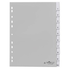 Durable Blanko-Register aus PP (mit blanko Taben) 10-teilig, grau, 644110