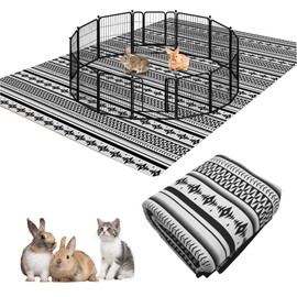 BNOSDM 91" X 63" Extra Large Rabbit Cage Liners Washable Reusable Bunny Bedding Pets Dog Whelping Pads with Anti Slip Bottom Pad Rug for Dogs Chinchillas Cats Guinea Pigs Ferrets