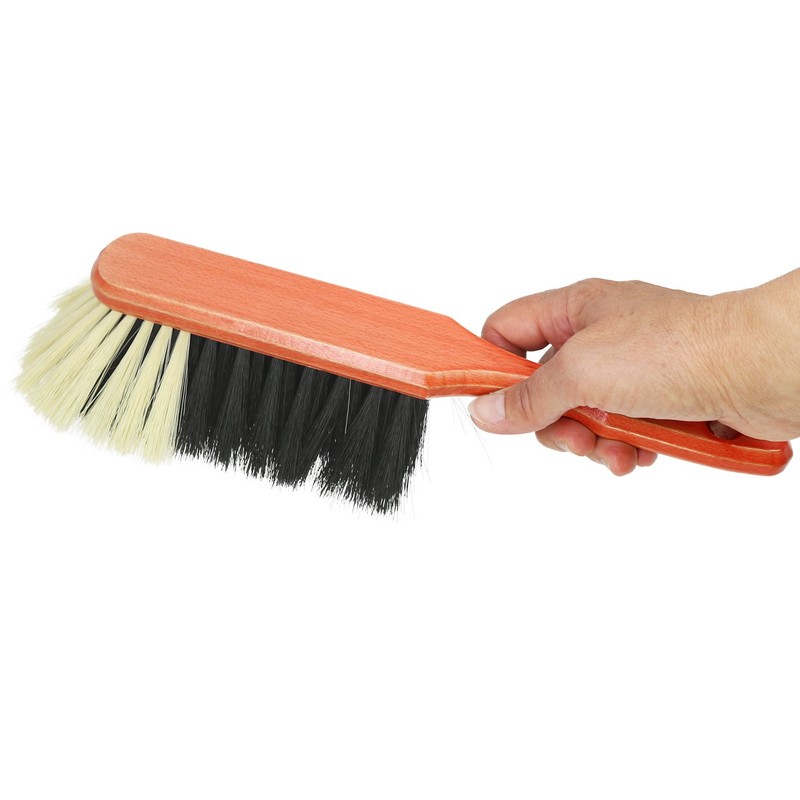com-four® 2x Wooden hand broom - Hand broom with horsehair