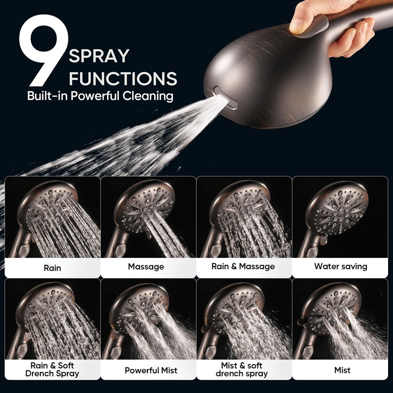 Cobbe ORB High Pressure Shower Head with Built-in Pause Button