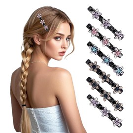 Pack of 6 Sparkling Crystal Hair Clips with Rhinestones and Double Braided Crystal Hair Clips for Women and Girls