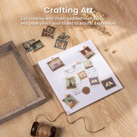 Califortree 5x5 Small Shadow Box Picture Frame with Soft Linen Back - Push Pins Included, Memory Shadow Box Display Case for Bouquet Awards Medals Wedding Photos and More, Rustic Brown