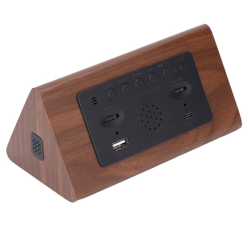 LED Digital Alarm Clock Multipurpose Wooden Clock with Voice Control