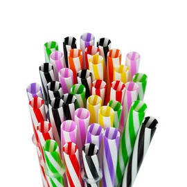 100 Packs of Beautiful Colorful Striped Straws, Plastic Drinking Straws for Christmas, Birthdays, Baby Showers, Party Supplies, Smoothies, Milkshakes and Drinks