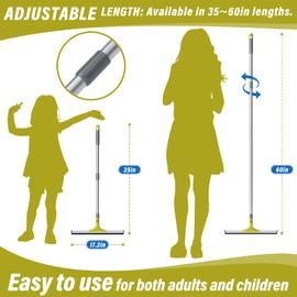 Jetshine 60'' Floor Squeegee Heavy Duty Scrubber with Telescopic Pole, Long Handle Squeegee for Floor with Rubber Blade, Broom for Concrete Floor Shower Tile Glass Pool Garage -17in