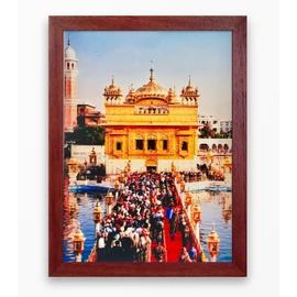 All Sikh Guru Picture Wall Frame (5 X 7 Inches) Guru Gobind Singh Ji Photo With Frame Guru Nanak Dev ji Baba Deep Singh Ji Photo Frame Wall Hanging TableTop Sikh Guru Photo Frame Wall Hanging Visakhi Diwali Gift (Golden Temple Maroon)