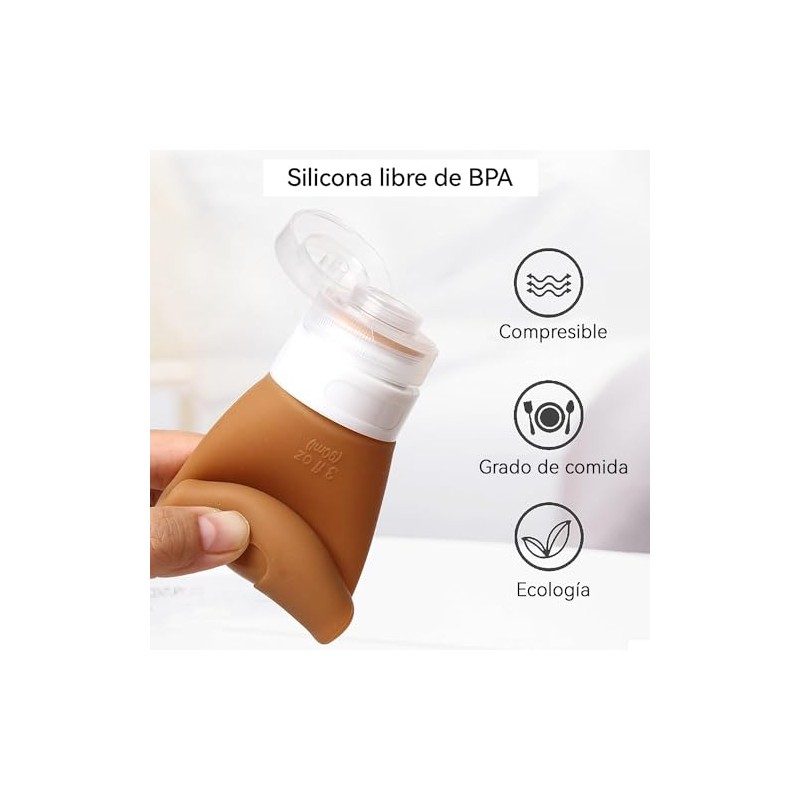 Juego De 5 Botellas De Viaje De Silicona, Contenedor De