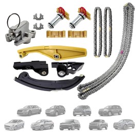 Engine Timing Chain Kit w/Tensioner & Guide FIT Ford 3.5L 3.7L DOHC V6 – Explorer Mustang F-150 2011-2017, Lincoln MKZ MKX MKS, Replaces AT4Z6268B 9-0738S