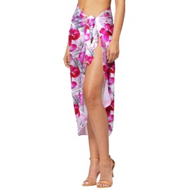 Conceited Sarong Cover ups for Swimwear Women - Wraps in Many Colors and Lengths - Plumeria - Large-X-Large