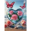 Crystal Heart Puzzles for Adults 1000 Pieces, PICKFORU Summer Beach