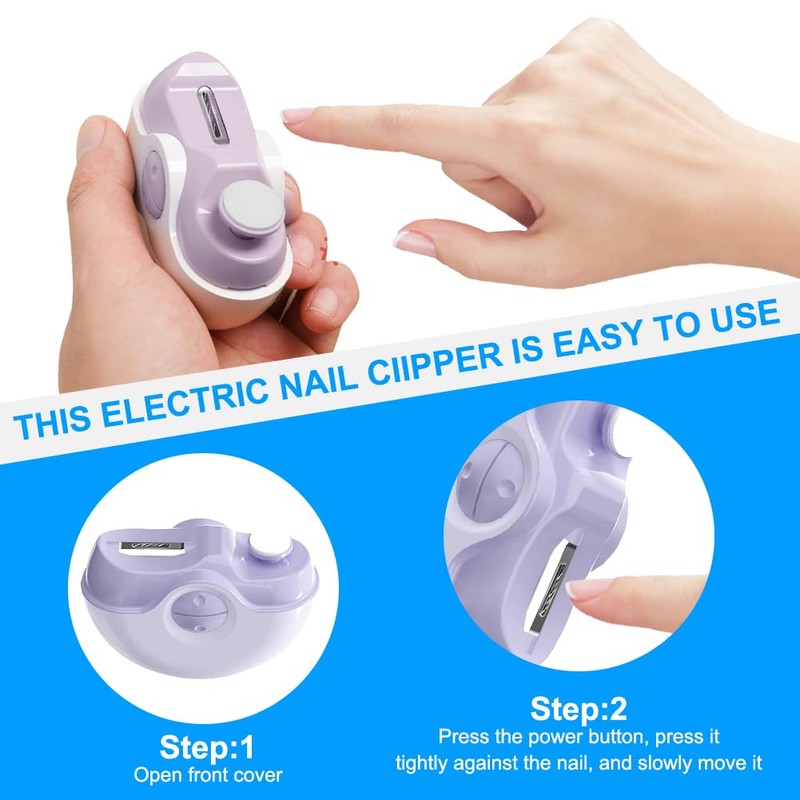Electric Nail Clippers, Anti-Splash File Function (Purple)