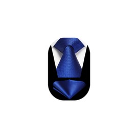 HISDERN Mens Ties Blue Ties for Men Formal Tie and Pocket Square Set Silk Royal Blue Necktie Handkerchief for Wedding Business Graduation School Party