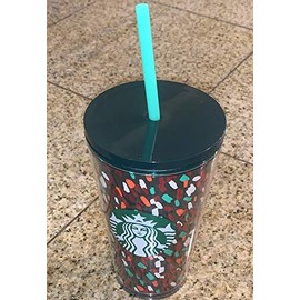 Starbucks 2019 Winter Holidays Confetti Cold Cup Tumbler 16oz Red Green