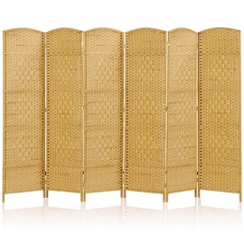 JOSTYLE Room Divider 6ft. Tall Extra Wide Extra Wide Privacy Screen, Folding Privacy Screens with Diamond Double-Weave Room dividers and Freestanding Room Dividers Privacy Screens(Yellow, 6-Panel)
