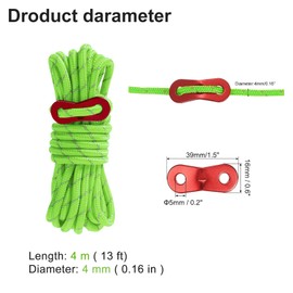 Reflective Tent Guy Ropes, 10 PCS Green Tent Guide Rope Cord, 4M Long Camping Guy Lines 4mm Light-Weight Ropes Cord Tent Guide Lines for Camping