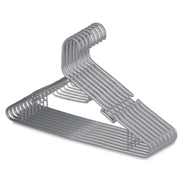 Atmos Homeware Ganchos para Ropa | 40 Ganchos de Plástico Premium para Colgar Ropa | Gruesos, Resistentes y Duraderos | Paquete de 40 Perchas Color Plata
