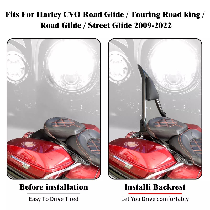 HDBUBALUS 22" Black Detachable Passenger Backrest Sissy Bar For Harley