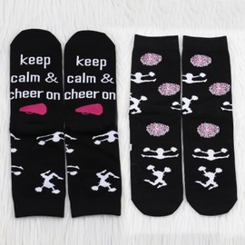 VAMSII Keep Calm and Cheer On Socks Cheerleading Crew Socks Cheerleader Gifts for Girls Funny Cheer Team Gift Cheerleading Socks ca