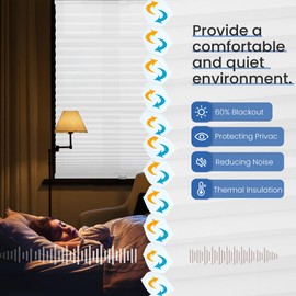 Allesin Top Down Bottom Up Cellular Shades,Blackout Cellular Shades Noise Reduction, Cordless Cellular Shades Room Darkening Honeycomb Shades, Light Filtering (White,H72 X W36) Easy to Install