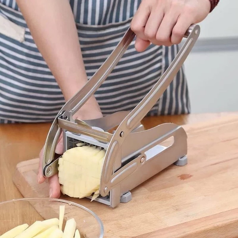 French Fry Cutter, Potato Chipper with 2 Blades Stainless Steel