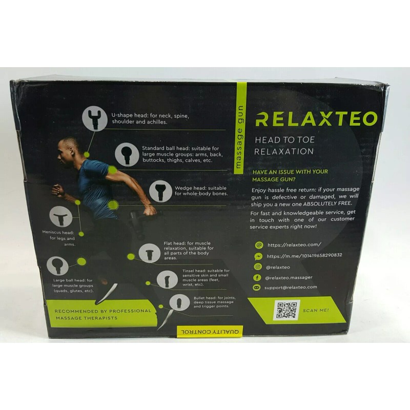 Relaxteo Percussion Muscle Massage Gun 100W 2500mAh Handheld Massage Gun