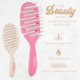 2 Pack Detangling Brush for All Wet or Dry Hair Types - Pain-Free Brushing, Vented Hair Brush - Lightweight Handle - Mommy and Me Brush Set (Crimson Sand)