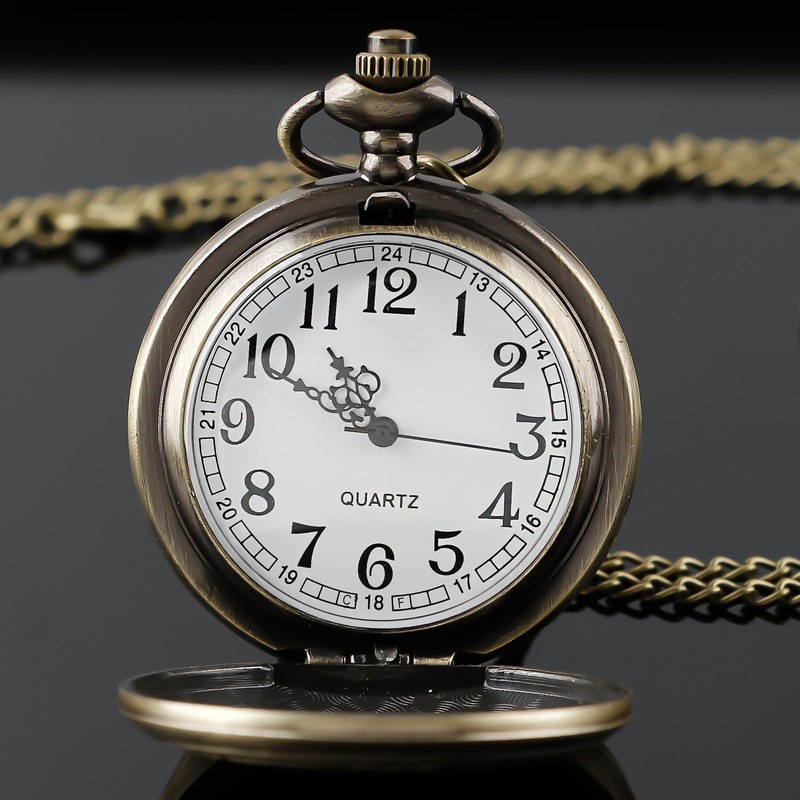 Nostalgia Movie Theme Design Alloy Quartz Pocket Watch with Necklace