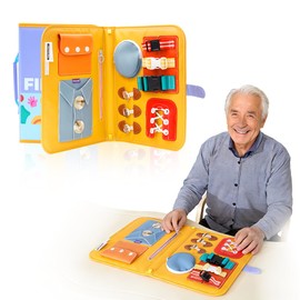 Fidget Folder for Adults with Dementia - Portable Sensory Busy Board for Seniors - Waterproof Activity Blanket for Restless Hands - Dignified Memory Care Gift for Dexterity