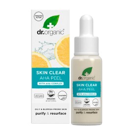 Dr Organic Skin Clear AHA Peel with Fruit Acids, Exfoliating Serum, Acne, Scars, Anti-Blemish, Natural Brightening, Vegan, Cruelty Free, Paraben & SLS Free, Organic, 30ml