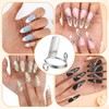 20 Pcs Wudu Nail Rings Set With 120 Adhesive Tabs(Silver)