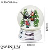 Snow Globe Skier Winter Sports Winter Forest Silver Curved Base