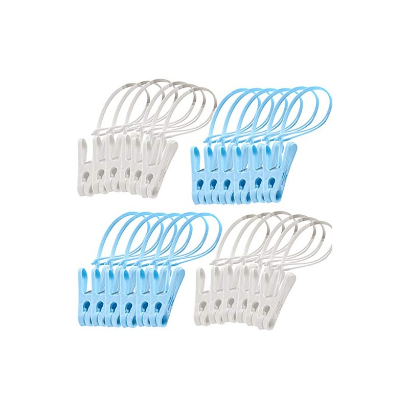 Foshine 24 Pack ClothesPins with Plastic Rope, Clothesline Drying Clothing