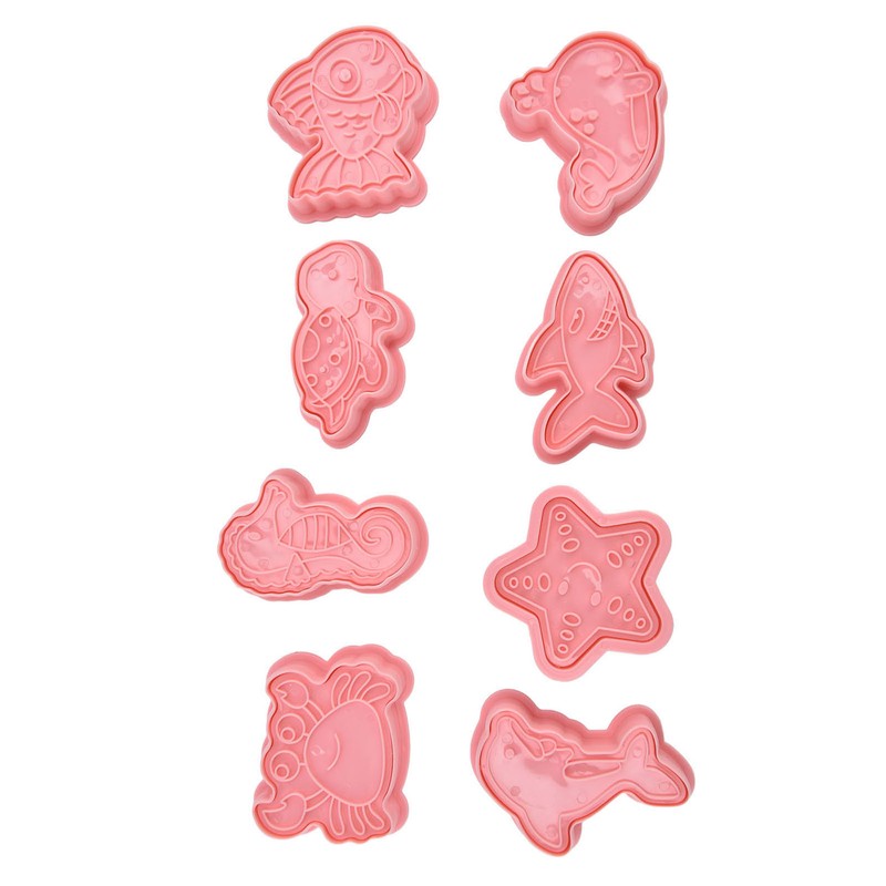 Plastic Cookie Cutters Sea Animal Pattern 3D Cartoon Baking Pressable