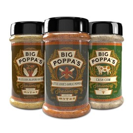 Big Poppa's Gourmet Burger Kit - Includes Jallelujah Jalapeño Bacon, Little Louie's Garlic Pepper & Cash Cow Beef Seasoning - Ultimate Gluten-Free BBQ Seasoning Bundle for Beef Patties (3 Pack)