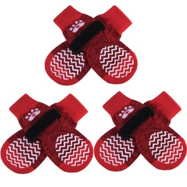 PUPTECK Non-Slip Dog Socks Double Sides Grips for Hardwood Floors Prevents Licking, Dog Shoes for Hot Pavement Booties for Senior Small Medium Large Dogs