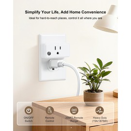 TREEWELL Remote Control Outlet, 200FT Long Range Wireless Light Switch, Mini Electrical Outlet Plug, 15A/1875W High-Power for Lamps, Lights, Household Appliances, FCC & ETL Listed