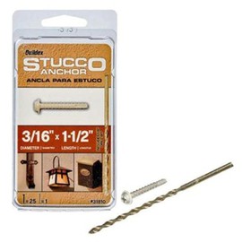 Buildex 3/16 x 1-1/2" Phillips Head Stucco Anchors, with Drill Bit, 25 PCS