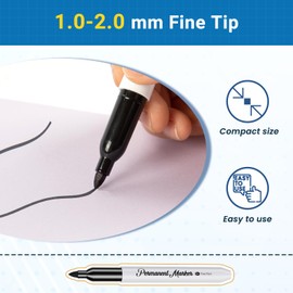 JR.WHITE 108 Permanent Markers 108 Pack - Fine Point Black Ink, Quick-Drying, Waterproof Permanent Markers for Wood, Plastic, Metal, Glass, Paper - Office Supplies, School, Art & Home Organization