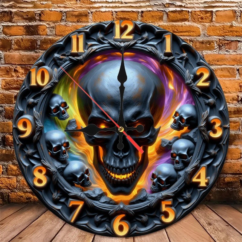 25x25cm Wood Wall Clock that is a Basketball Court with