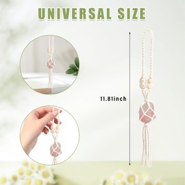 Ziciner Handmade Himalayan Salt Car Rearview Mirror Pendant, Charm Car Hanging Accessories, Universal Hanging Decor for Women Men (Pink)